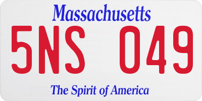 MA license plate 5NS049