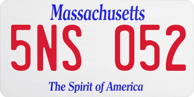 MA license plate 5NS052