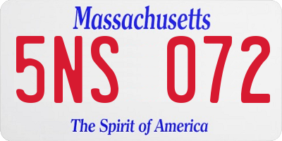 MA license plate 5NS072