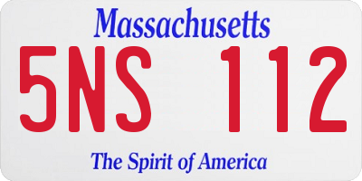 MA license plate 5NS112