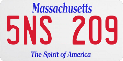 MA license plate 5NS209