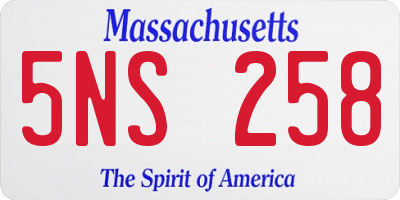 MA license plate 5NS258