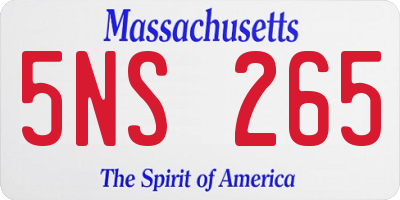 MA license plate 5NS265
