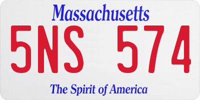 MA license plate 5NS574