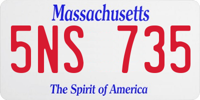 MA license plate 5NS735