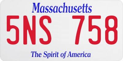 MA license plate 5NS758