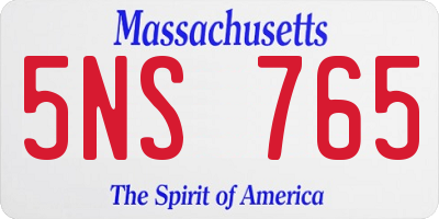MA license plate 5NS765