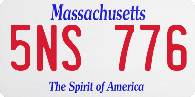 MA license plate 5NS776