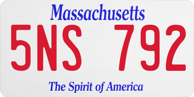 MA license plate 5NS792