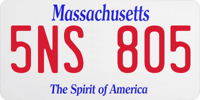 MA license plate 5NS805