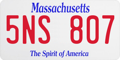 MA license plate 5NS807