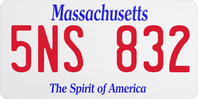 MA license plate 5NS832