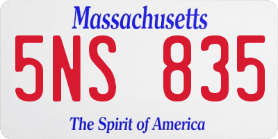 MA license plate 5NS835