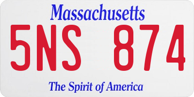 MA license plate 5NS874