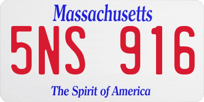 MA license plate 5NS916