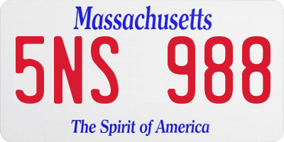 MA license plate 5NS988