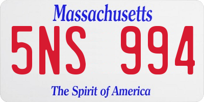 MA license plate 5NS994