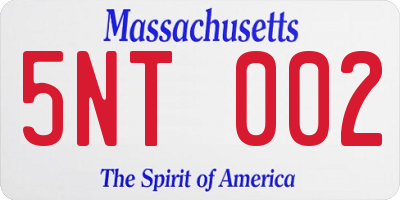 MA license plate 5NT002