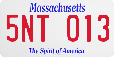 MA license plate 5NT013