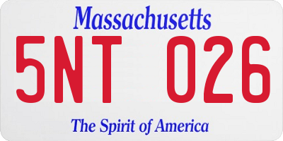 MA license plate 5NT026