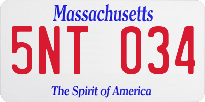 MA license plate 5NT034