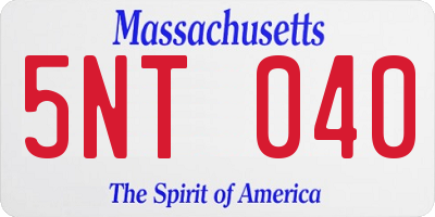 MA license plate 5NT040
