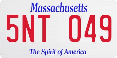 MA license plate 5NT049