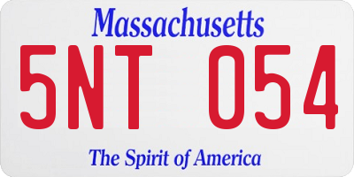MA license plate 5NT054