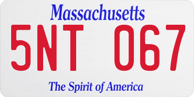 MA license plate 5NT067