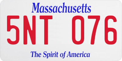MA license plate 5NT076