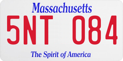 MA license plate 5NT084