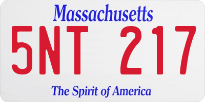 MA license plate 5NT217