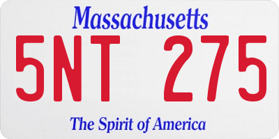 MA license plate 5NT275