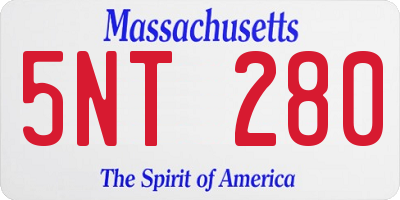 MA license plate 5NT280