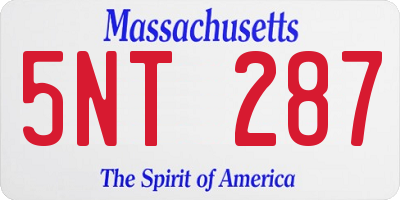 MA license plate 5NT287