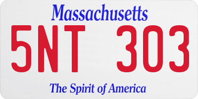 MA license plate 5NT303