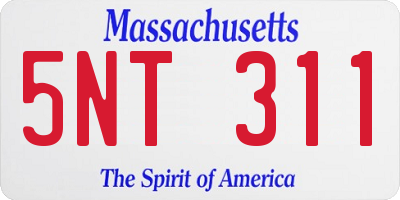 MA license plate 5NT311