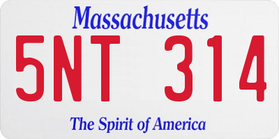 MA license plate 5NT314