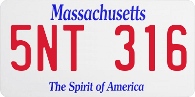 MA license plate 5NT316