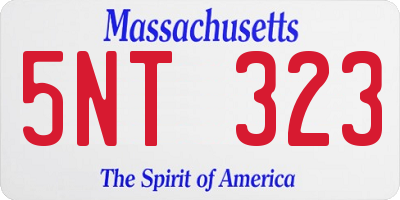 MA license plate 5NT323