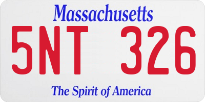 MA license plate 5NT326