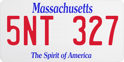 MA license plate 5NT327