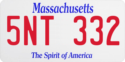 MA license plate 5NT332
