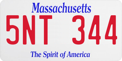 MA license plate 5NT344