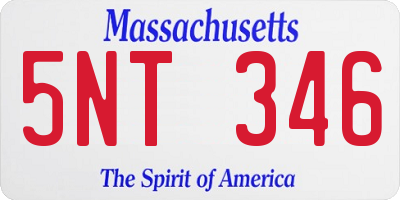 MA license plate 5NT346