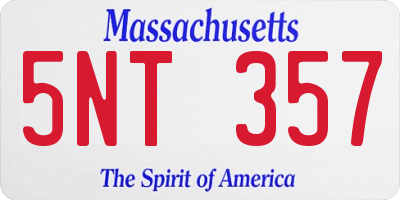 MA license plate 5NT357