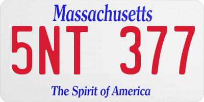 MA license plate 5NT377