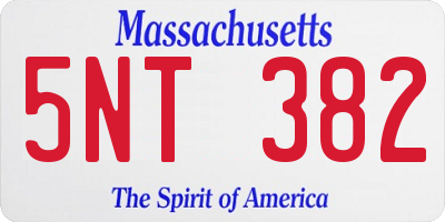MA license plate 5NT382