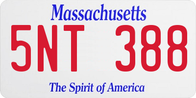 MA license plate 5NT388