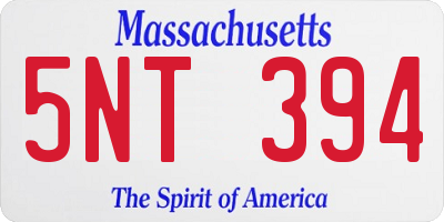 MA license plate 5NT394